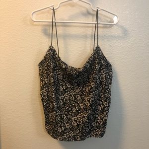 NWT gaze black & white floral spaghetti strap crop top XS